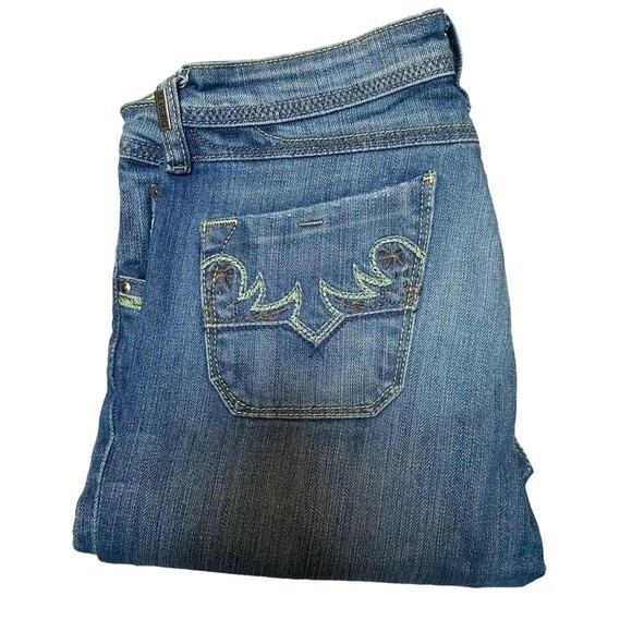 Y2K Diesel Size 6 Bootcut Jean Green Embroidery Pockets‎ Coastal Cowgirl Western - Picture 1 of 12